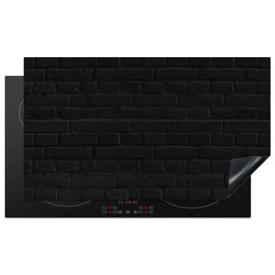Produktbild von KitchenYeah© Herdabdeckplatte Ziegel - Schwarz - Steinoptik , 91x52cm, Küche Deko, Glaskeramikkochfeld Herdabdeckung, Abdeckplatte fùr Kochfeld