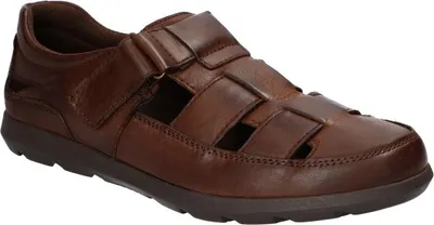 Produktbild von AMERICAN CLUB CY142 Herrensandalen aus Leder, Echtleder Sandalen, Sandalen mit Klettverschluss, Lederschuhe Coffee 42