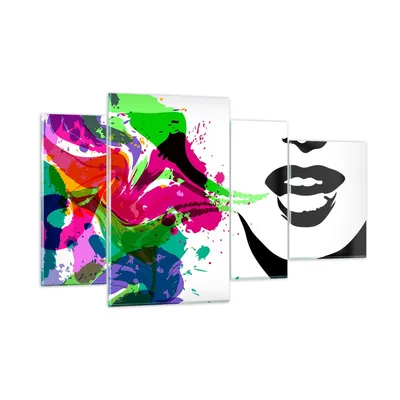 Produktbild von Bilder auf glas - Frau Gesicht Lippen Make-up - 120x70cm - Glasbilder - Wandbilder - Kunstdruck - zum Aufhängen bereit - Wanddekoration aus Glas - Glas Bilder - Wandbild auf Glas - GDL120x70-2634