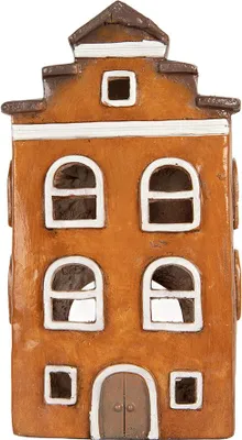 Immagine prodotto di Clayre & Eef Portacandele House 20x15x34 cm in Vetroceramica arancione