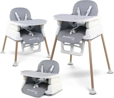 Immagine prodotto di Mobiclinic Kids, seggiolone per bambini, 3 in 1, Kiara, seggiolino + gioco + seggiolone, pieghevole, imbracatura a 5 punti, vassoio regolabile, 6-36 mesi