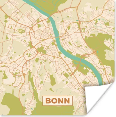 Produktbild von MuchoWow® Poster Jahrgang - Bonn - Stadtplan - Karte 50x50 cm - Wohnzimmerdekoration