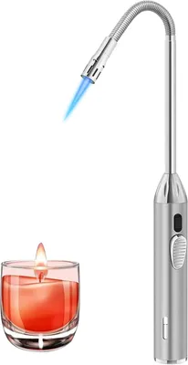 Produktbild von Nachfüllbare Gasfeuerzeuge, 360° flexible Gasfeuerzeuge, 41 cm Jetflamme, Feuerzeuge für Kamin, Kerzen, Ofen, Küche, Camping, Silber, ohne Gas