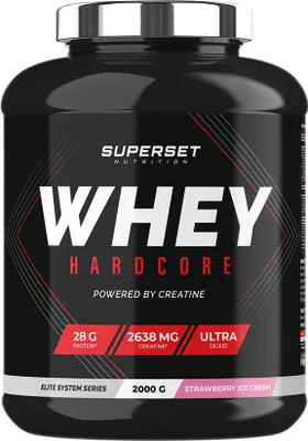 Image de Whey protéine - Superset Nutrition - WHEY HARDCORE (2kg) - Saveur Strawberry Ice Cream