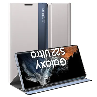 Obrázek produktu pro Samsung Galaxy S33 Ultra Pouzdro, Slim Flip Kožené Pouzdro s Okénkem a Stojánkem pro Galaxy S33 Ultra Stříbro