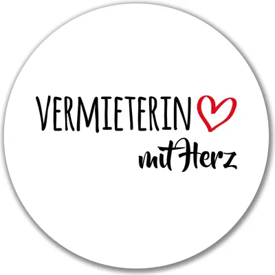 Produktbild von Huuraa Aufkleber Vermieterin mit Herz 10cm rund Sticker Geschenkidee