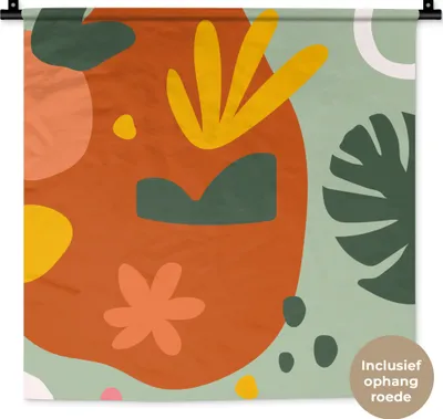 Produktbild von MuchoWow® Wandteppich Wandbehang Pflanzen - Farben - Muster 60x60 cm Tapisserie Dekoration Wandtuch - Dekorationen - Wand Decke