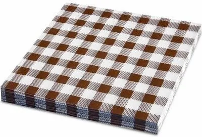 Produktbild von 80x Servietten 33 x 33 cm 3-lagig 1/4 Falz KARO braun