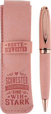 Produktbild von History & Heraldry Bamboo Persönlicher und individueller Kuli Kugelschreiber Stift mit Namen und Spruch Personalisiertes Etui Monogramm-Design persönliches Geschenk (Kuli Schwester)