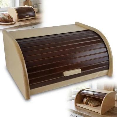 Produktbild von Großer Holz-Brotkasten zweifarbig CR 40x29x18cm – Brotkorb für Brotaufbewahrung