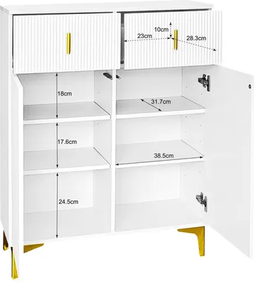 Immagine prodotto di okwish Set armadio 60,5 L x 180,5 H x 35,2 B (cm) + 83 L x 101 H x 35 B (cm) con scarpiera e cuscino, armadio con ganci, scarpiera con cassetti e ante, bianco