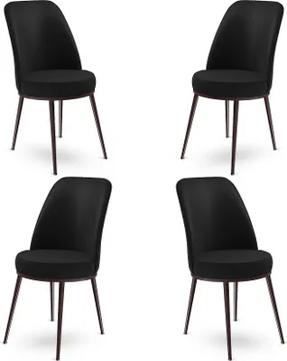 Produktbild von Skye Decor, Dexa - Black, Brown, Stuhlset (4 Stück), 100 % METALL, Schwarz, 45 x 42 x 89 cm