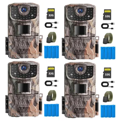 Image de 4 pcs caméra de gibier avec détecteur de mouvement vision nocturne 2K vainqueur du test chasse 0,3s déclencheur caméra de gibier 120 ° angle de détection infrarouge caméra de vision nocturne