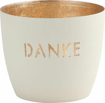 Immagine prodotto di Gift Company Windlicht Madras Danke M, Teelichthalter, Kerzenhalter, Eisen, Weiß, Gold, 8.5 cm, 1091504001