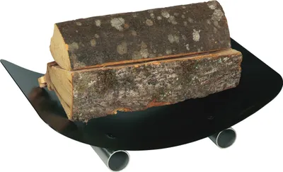Produktbild von Holzkorb Kamingarnitur Kaminzubehör - schwarz beschichtet mit Edelstahlfüßen
