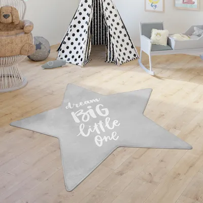 Produktbild von Kinderteppich Teppich Kinderzimmer Spielmatte Babymatte Rutschfest Sterne Grösse 80 cm Stern-Form