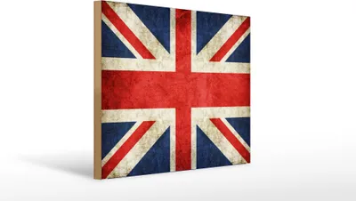 Produktbild von Holzschild Flagge United Kingdom, 40 x 30 cm, Holzschilder Fahne Nationalität