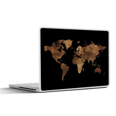 Produktbild von MuchoWow® Laptop Aufkleber Sticker Cover Weltkarte - Braun - Schwarz 31x22.5 cm - Laptop-Deko
