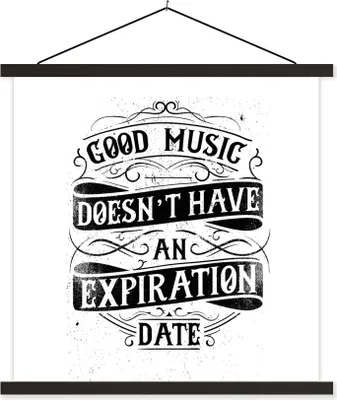 Produktbild von MuchoWow® Textilposter Musik - Retro - Weiß 90x90 cm mit schwarzem Rahmen - Magnetisches