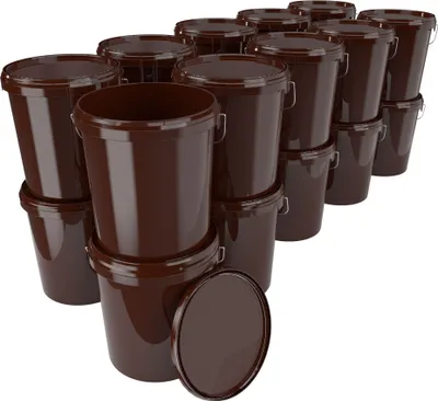 Produktbild von Eimer mit Deckel 16 L | Vorratseimer | Lebensmittelecht Braun | PP | 20 Stück