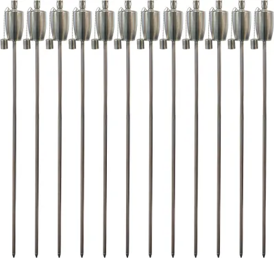 Produktbild von Harbor Housewares Metall-Gartenfackeln – Fass – Silber – 12 Stück