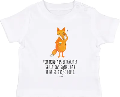 Produktbild von Mr. & Mrs. Panda  T-Shirt Fuchs Lord 0. - 6. Monat - Weiß - Geschenk, Babyshirt, Cocktail, Mond, Neugierig, Motivation Spruch, Baby Shirt, Lustig, Schick, Kinder