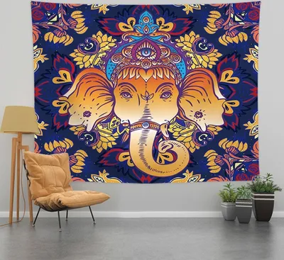 Obrázek produktu pro Boho tapiserie Slon Hippie Bohémský nástěnný závěs Estetický psychedelický indický styl Malá tapiserie pro ložnici kolej domácí kancelář dekorace (150 cm x 130 cm, barva 3)