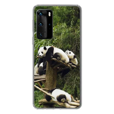 Produktbild von MuchoWow® Handyhülle Schutzhülle Hülle für Huawei P40 Pro Pandas - Holz - Treppe Silikon Softcase Handy Hülle - Schutz