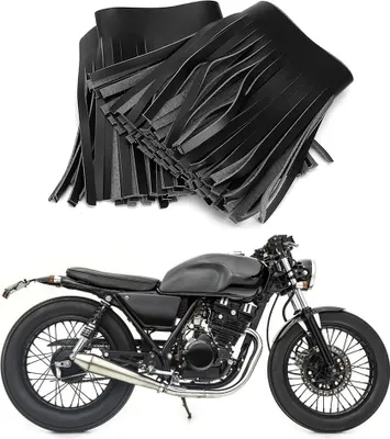 Produktbild von 2 Stück Motorrad Retro Fußpedal Satteltasche Handwerk Kunstleder Fransen (schwarz)