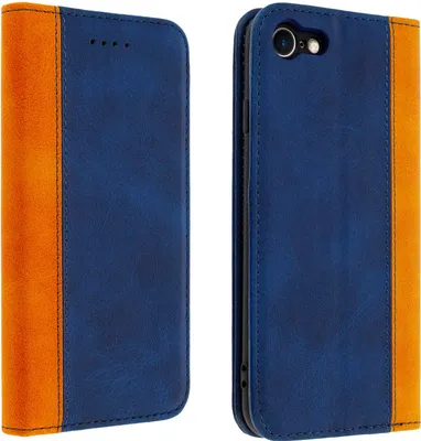 Obrázok produktu pre Avizar, kožené puzdro s priehradkami na karty, stojanček pre iPhone 7 / 8 / SE 2020, tmavomodrá farba