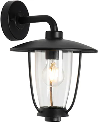 Produktbild von Qazqa Modern außen Wandleuchte, Außenlampe, Wandlampe für den Garten - Khana - Schwarz, max. 40W, Geeignet für LED, 22.5cm, IP44, R