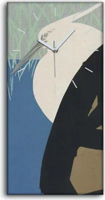 Produktbild von Wohnzimmer-Bild Leinwand Uhr 30x60 Malerei Abstrakte Kunst Vogel Wasser - weiße Hände