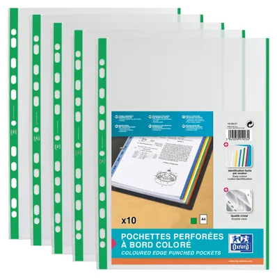 Immagine prodotto di Custodia per brochure, formato A4, spessore 90my, trasparente, verde, confezione da 100 pezzi