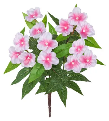 Produktbild von 5 künstliche Impatiens-Blumensträuße für den Außenbereich, UV-beständige Kunstseidenblumen für Veranda, Garten, Fensterkasten, Pflanzgefäße