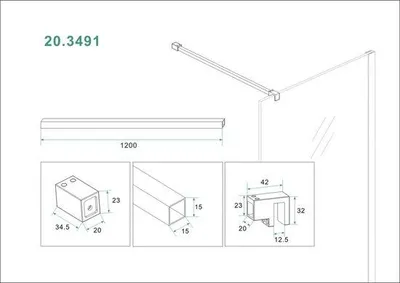 Produktbild von Duschwand-Stabilisierungsstange 120 cm, matt schwarz, schlank, kürzbar