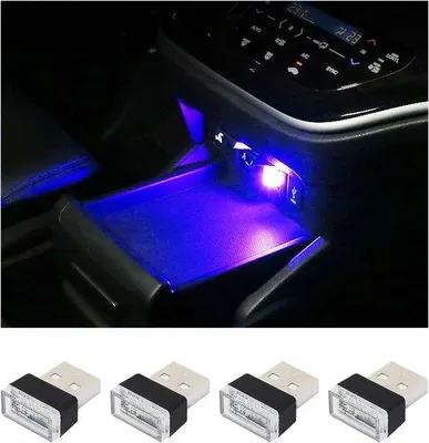 Image de Kit d'éclairage LED USB 4 pièces - Installation simple et rapide (Plug & Play) pour l'intérieur du véhicule - Universel, compatible avec tous les véhicules - Rouge et bleu