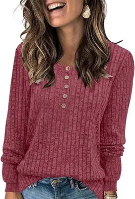 Immagine prodotto di Tunica da donna, maglia, girocollo, comoda, elegante, rossa, taglia XXL