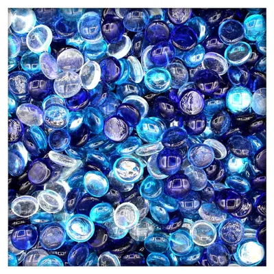 Produktbild von 1 kg Glasnuggets Glassteine Muggelsteine Mosaiksteine Tischdekoration 17-19 mm Blaumix