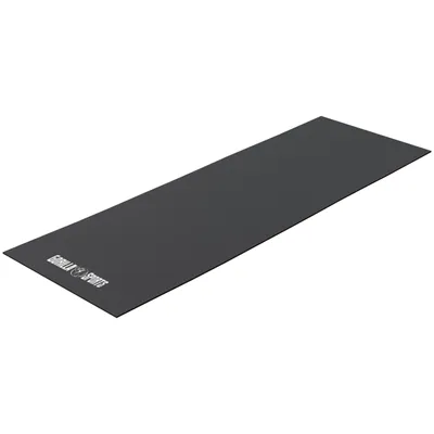 A black yoga mat is shown on a white background.