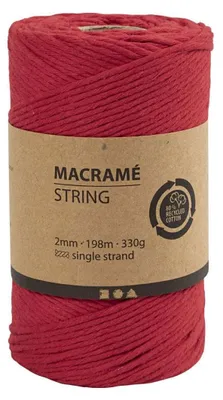 Image de Creativ Company Macramee corde rouge 198m coton recyclé bricolage
