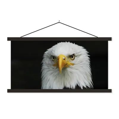 Produktbild von MuchoWow® Textilposter Adler - Schwarz - Weiß 120x60 cm mit schwarzem Rahmen - Dekoration Schlafzimmer