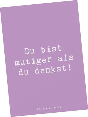 Produktbild von Mr. & Mrs. Panda Postkarte Spruch Alleine schlafen lernen Mutiger als gedacht - Lavendeltraum - Geschenk, einzelkarte, Fotokarte, Schutz, Trost, liebevoll, Ansichtskarte