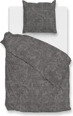 Produktbild von ZO!Home Paisley di Lino Bettwäsche 155 Dark Grey Bettwäsche 1 x Bettbezug 155x220 + 1 x Kopfkissenbezug 80x80 Dark-Grey grau