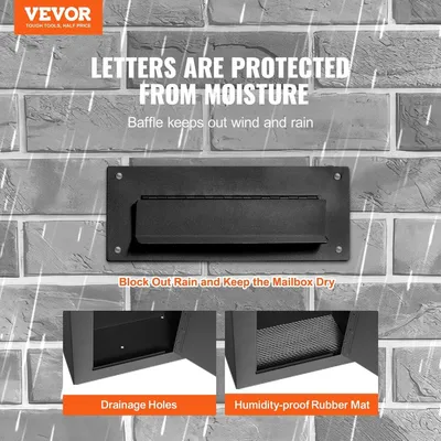 Produktbild von Through The Wall Drop Box 13x7x17" Mailbox with Combination Lock Black