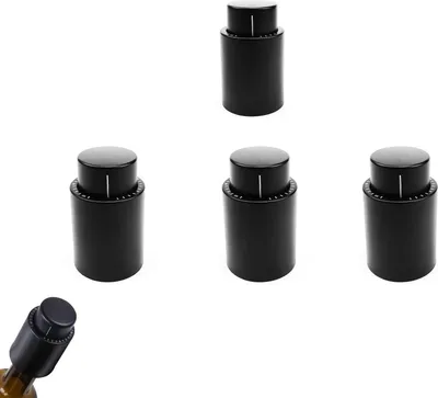 Produktbild von Vakuumpumpe für Weinflaschen mit Skala und Champagnerverschluss - Set von 4 Stück