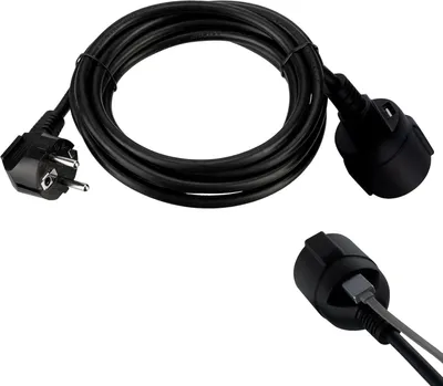 Obrázok produktu pre Predlžovací kábel 3 m - USB A - Schuko - 16A/3680W - pre vnútorné použitie - čierny
