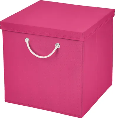Produktbild von 1 Stück Pink Faltbox 30 x 30 x 30 cm Aufbewahrungsbox faltbar mit Kordel und mit Deckel