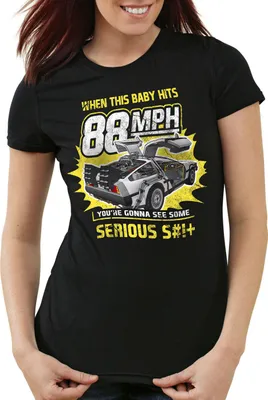 Produktbild von style3 88mph T-Shirt Damen DMC zukunft delorean zeitreise, Farbe:Schwarz, Größe:M