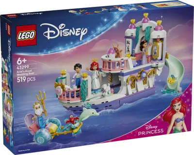 Productafbeelding van LEGO ǀ Disney Prinsessen: Ariëls Koninklijk Huwelijksboot - Ariël, de zeemeermin set met 7 figuren, inclusief Ariël en Vanessa - Decoratie voor de kinderkamer - Cadeau voor meisjes vanaf 6 jaar en fans 43299