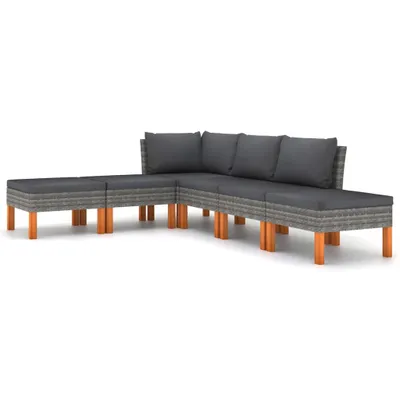 Produktbild von vidaXL 6-tlg. Garten-Lounge-Set mit Kissen Poly Rattan Grau